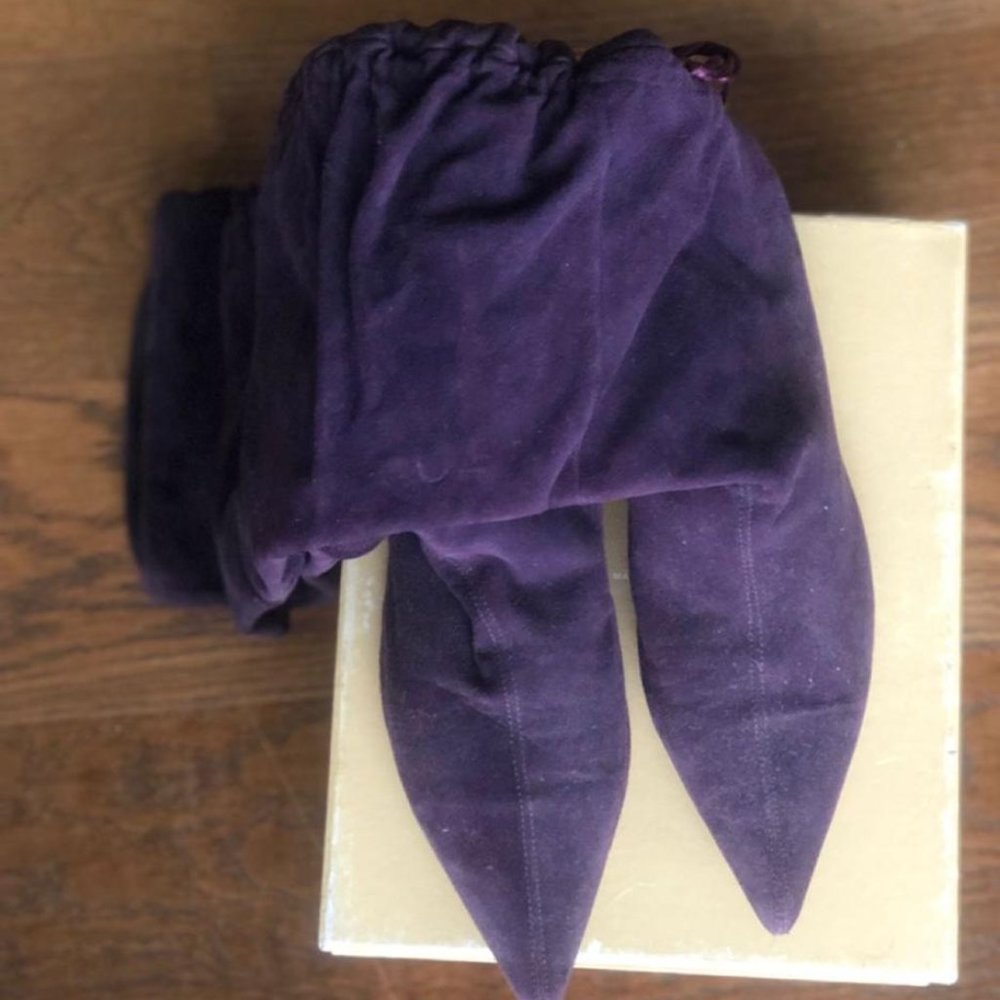 Gucci Purple Suede Low Heel Boots EU 39C